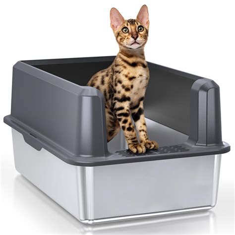 metal litter box with lid|largest stainless steel litter box.